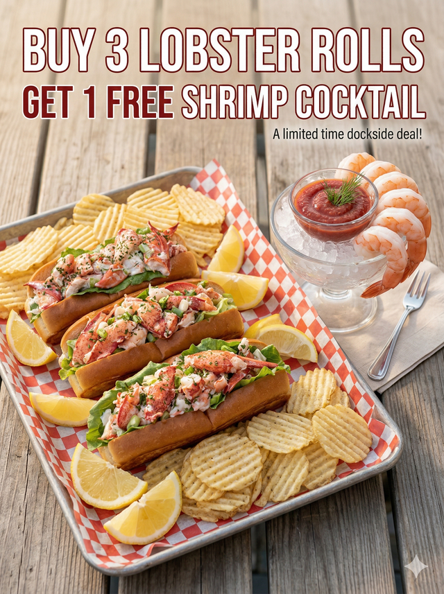 1 Click Add-to-Cart - 3 Signature Lobster Rolls & Free Shrimp Cocktail